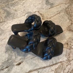 H&M Black Braided 2 Strap Heels size EU 38